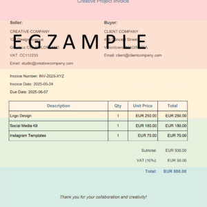 colorfull inovi Invoice PDF Editable theme Colorfull One