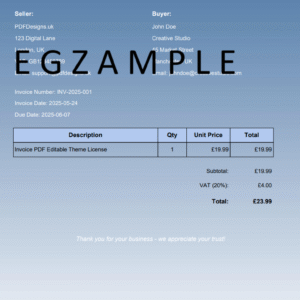 egzample1 Invoice PDF Editable theme Professional One